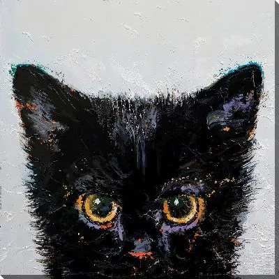 Картина маслом Черный пушистик
