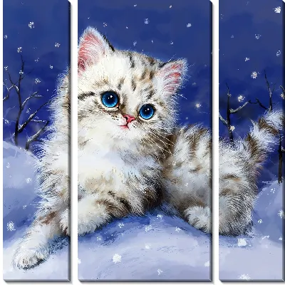 Модульная картина Зимний кот