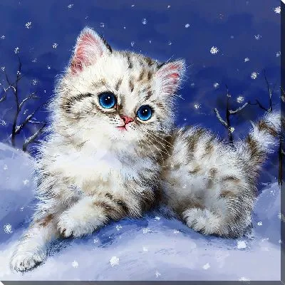 Картина маслом Зимний кот