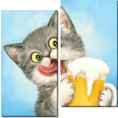 Модульная картина Кот и пиво