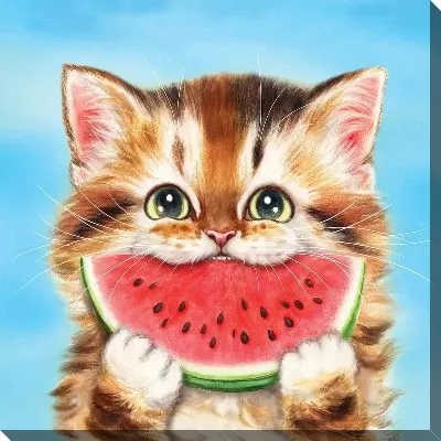 Картина маслом Кот и арбуз