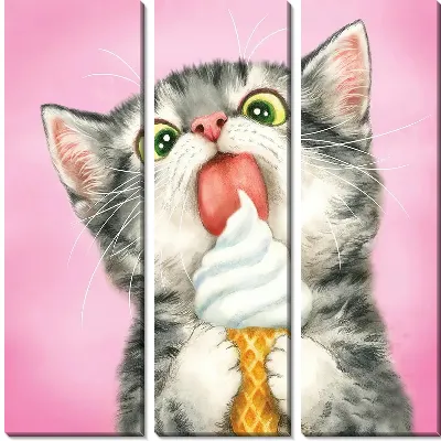Модульная картина Кот и мороженое