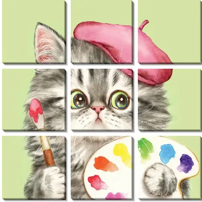 Модульная картина Кот-художник
