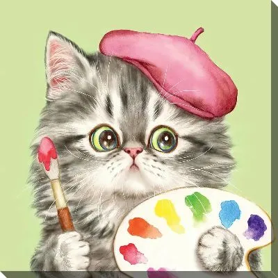 Картина маслом Кот-художник