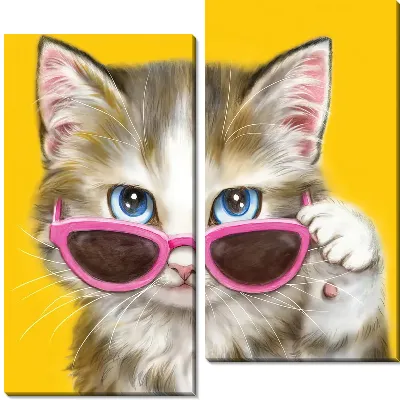 Модульная картина Киса в розовых очках