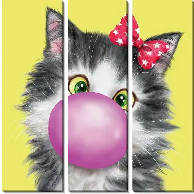 Модульная картина Киса и Bubble gum