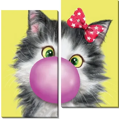 Модульная картина Киса и Bubble gum