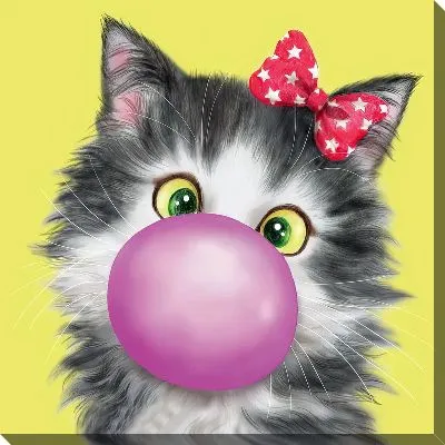 Картина маслом Киса и Bubble gum