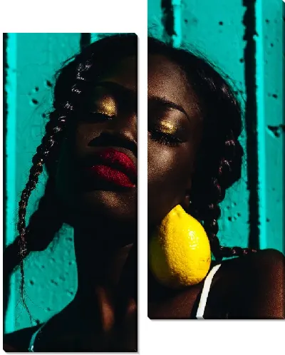 Модульная картина Африканка с лимоном