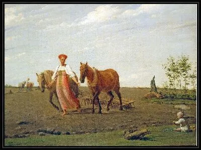 Картина На пашне. Весна