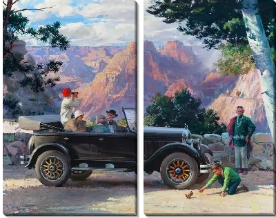 Картина Отдых на ретро-автомобиле