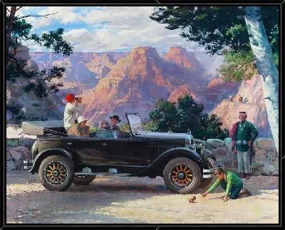 Картина Отдых на ретро-автомобиле