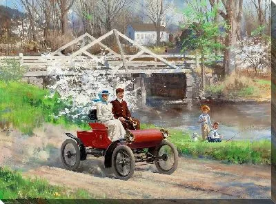 Картина Пара на ретро-автомобиле