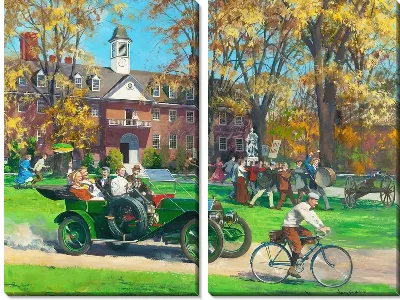 Картина Поездка на ретро-автомобиле в парке