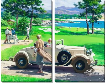 Картина Летний отдых и ретро-автомобиль