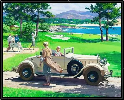 Картина Летний отдых и ретро-автомобиль