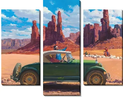 Картина Ретро-автомобиль в каньоне