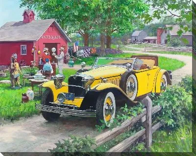 Картина Красивый желтый ретро-автомобиль