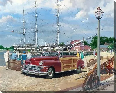 Картина Ретро-автомобиль на причале