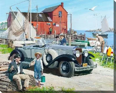 Картина Ретро-автомобиль на причале №2