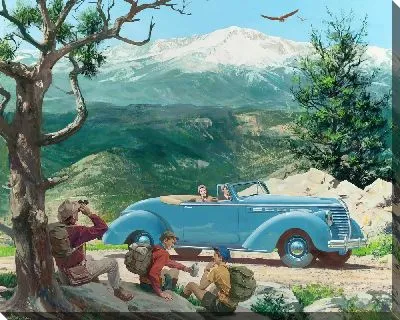 Отдых в горах и ретро-автомобиль