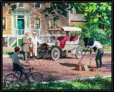 Картина Фотографирование на фоне ретро-автомобиля