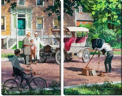 Фотографирование на фоне ретро-автомобиля