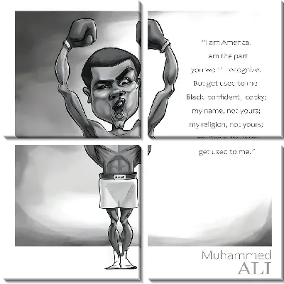 Модульная картина Мухаммед Али - карикатура