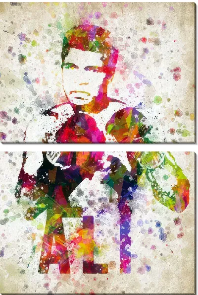 Модульная картина Мухаммед Али в стиле гранж