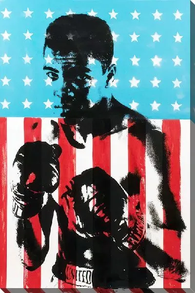 Постер Мухаммед Али на фоне американского флага