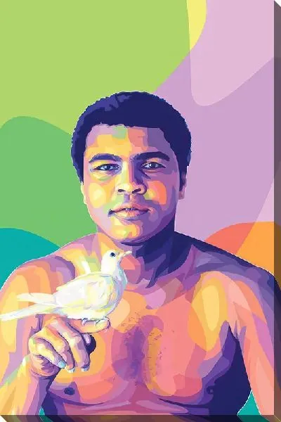 Постер Поп-арт портрет Мухаммед Али с голубем