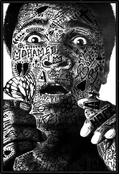 Картина Мухаммед Али с татуировками на лице