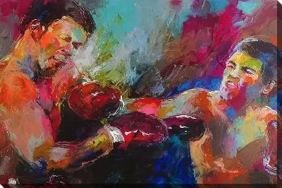 Картина маслом Бой с Мухаммедом Али в стиле мастихин