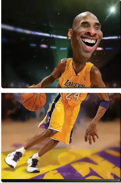 Модульная картина Шарж Кобе Брайант
