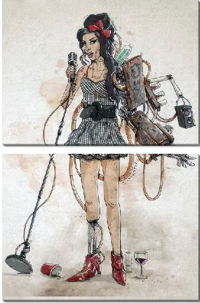 Модульная картина Эми Уайнхаус киборг