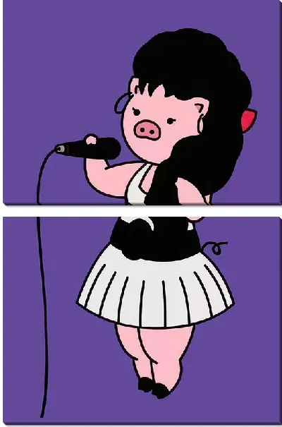 Модульная картина Карикатура Эми Уайнхаус в образе поросёнка