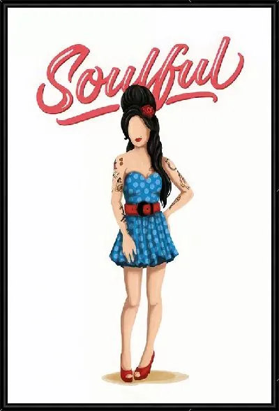 Картина Эми Уайнхаус в синем платье