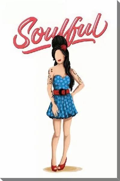 Постер Эми Уайнхаус в синем платье