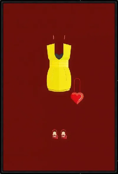 Картина Платье и туфли с сумкой в виде сердца