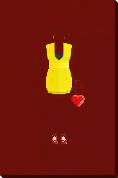 Постер Платье и туфли с сумкой в виде сердца