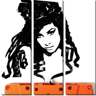 Портрет Эми Уайнхаус в виде аудио пленки