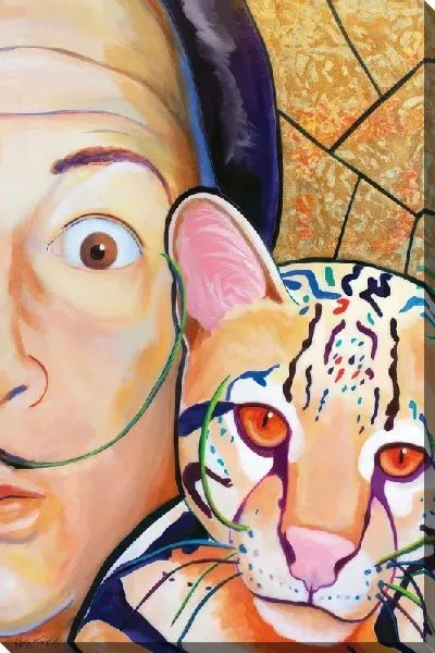Картина маслом Дали и кошка