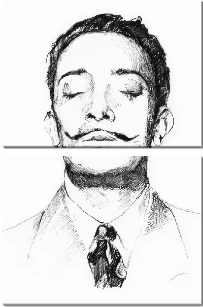 Модульная картина Графический портрет Дали