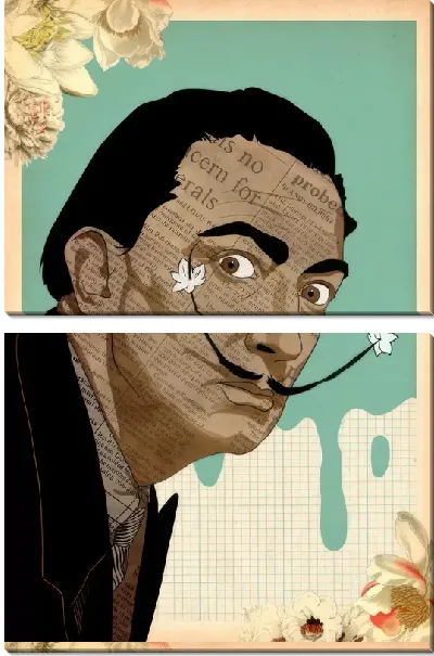 Модульная картина Винтажный портрет Дали №2