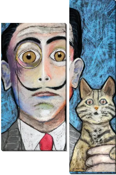 Модульная картина Дали и кот