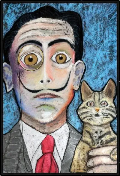 Картина Дали и кот