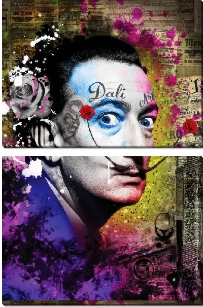 Модульная картина Сальвадор - поп-арт портрет в виде коллажа