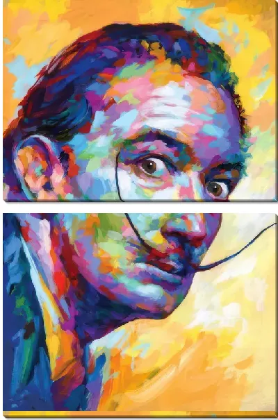 Модульная картина Яркий поп-арт портрет Дали в стиле мастихин