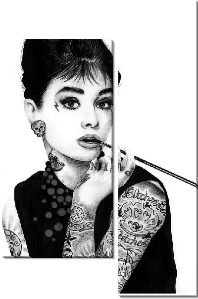 Модульная картина Одри и татуировки