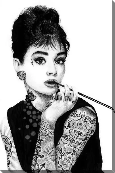 Картина маслом Одри и татуировки